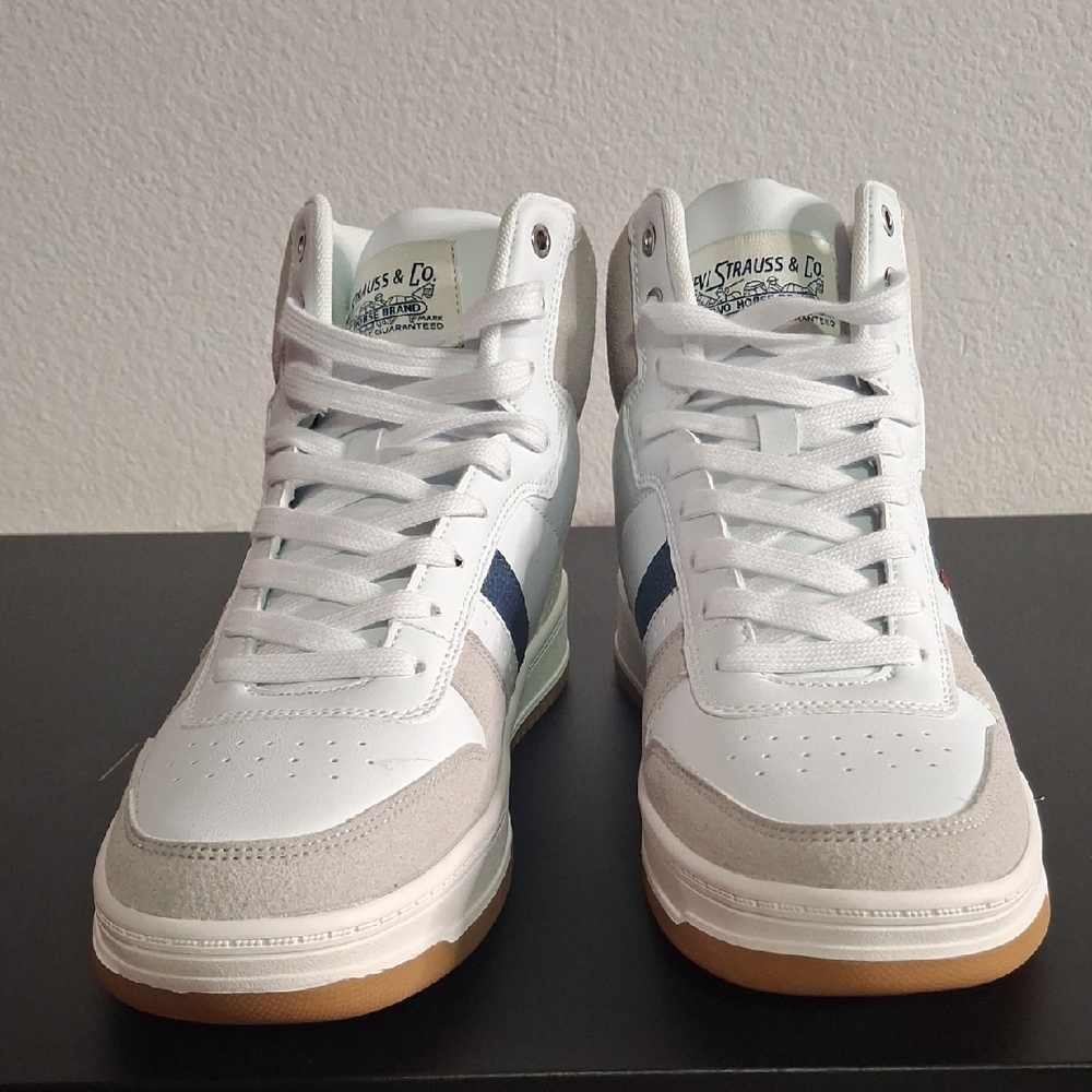 Levi's White and Navy High-Top Sneakers